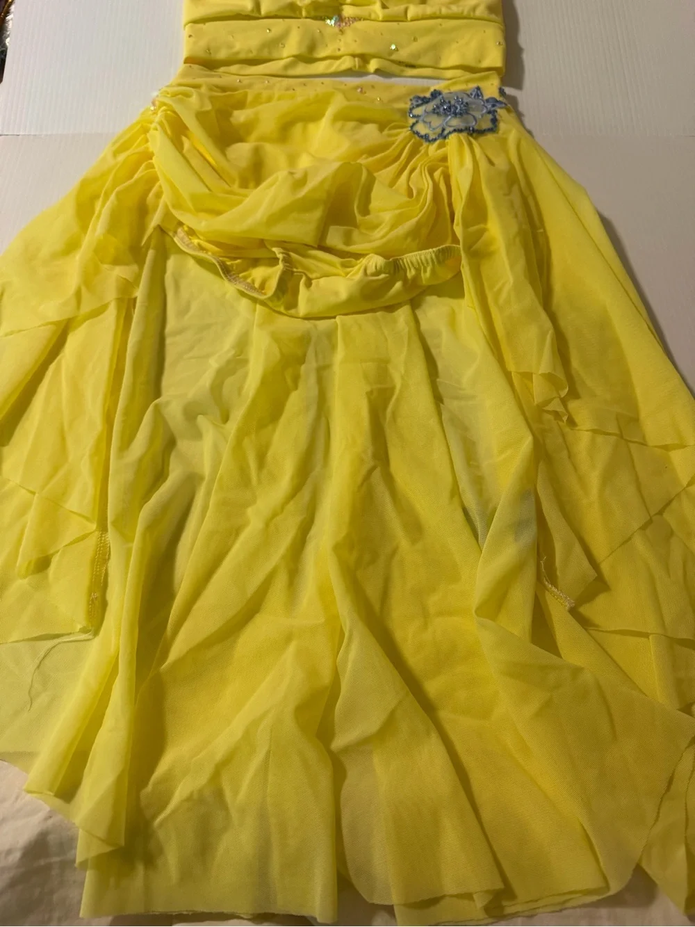 Kelle dance costume yellow 2 piece skirt custom WATERCOLORS 4414 2946 LC child
